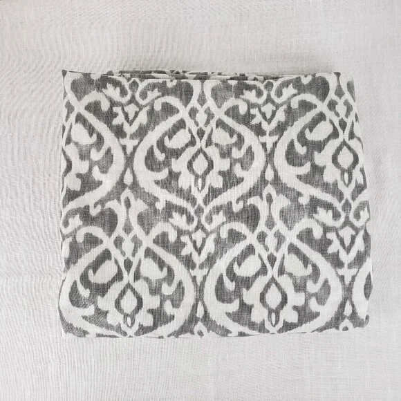 Pottery Barn Ingrid Drape Gray Ivory Ikat Cotton 3-in-1 Pole Top Lined 50
