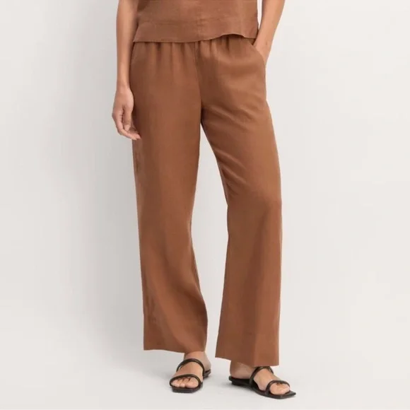 Everlane The Linen Easy Pant Womens XS Carob Brown