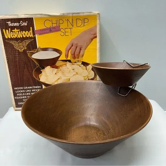 NEW rare vintage Thermo-Serv Westwood chip 'n dip‎ set. gorgeous set! MCM