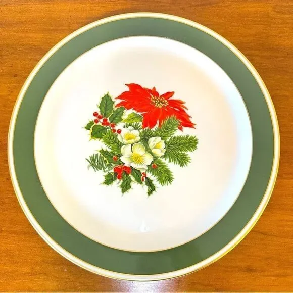 Pickard Hand Decorated Poinsettia Plate Platter Porcelain USA Holiday 12-7/8