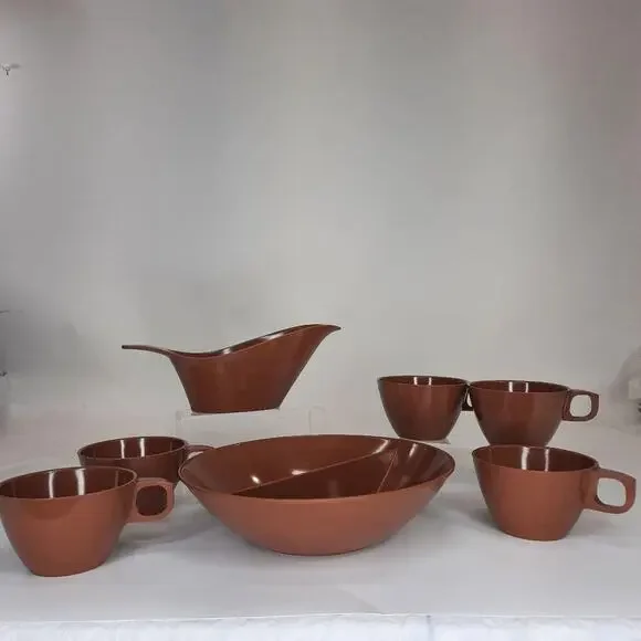 Melmac 7 Melmac Melamine Mid-Century‎ Pieces Brown 1950's