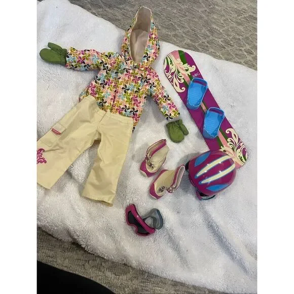American Girl Doll Snowboard Gear With Snowboard Outfit Retired 2015