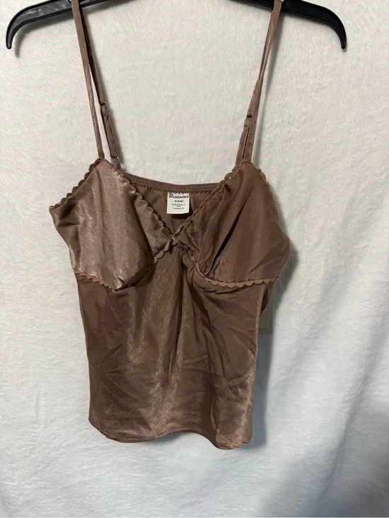 dressbarn Brown Satin Camisole with Scalloped Trim. M 8/10 & XS 0-2