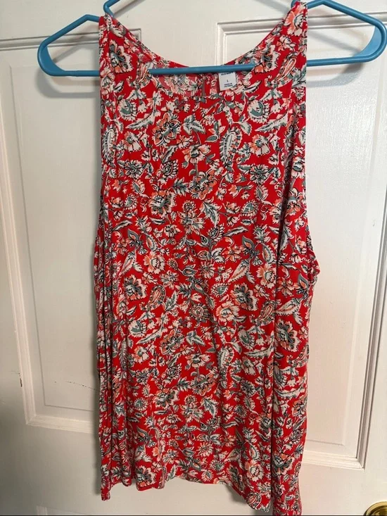 Old Navy Red Floral Paisley Tank Top