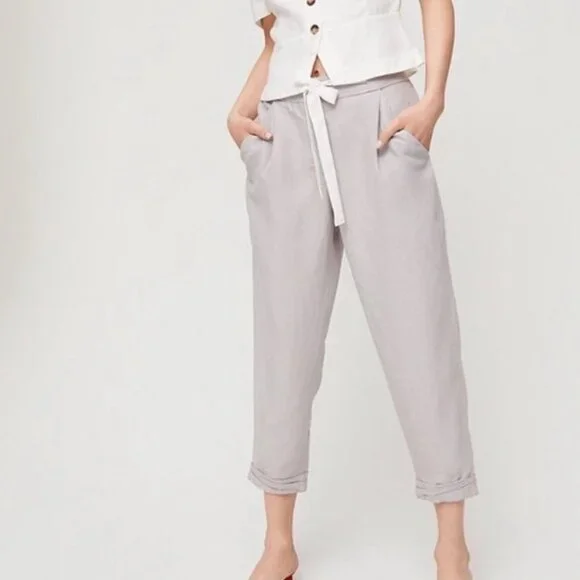 Wilfred Linen Blend Cropped Grey Lightweight Pants Size 4