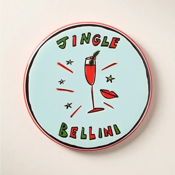 Anthropologie NEPHTHYS ILLUSTRATED ELF NOG COASTER Sleighbell Spritz