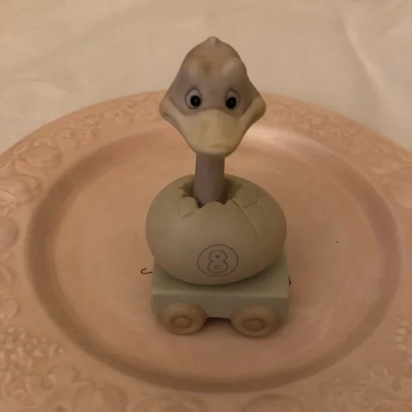 Enesco Precious Moments Pink, Blue and Cream Ostrich Ceramic Eighth Birthday