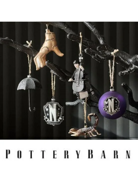 NEW Pottery Barn x Wednesday Addams Lot of 6 Ornaments Christmas Halloween Decor