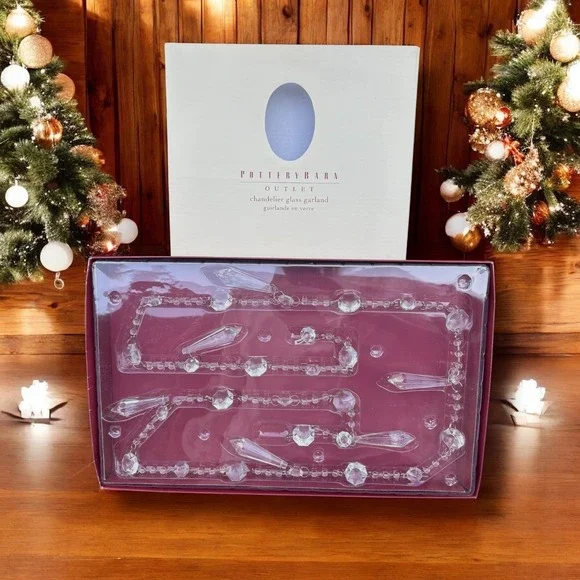 Vintage Discontinued Pottery Barn Chandelier Clear Glass Garland 60 Inches‎ NEW