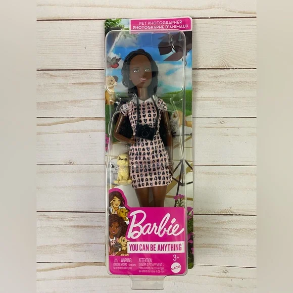 Barbie Pet Photographer Doll with Camera & Puppy African American NIB