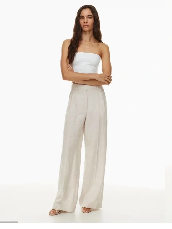 Aritzia The Effortless Wide-Leg Linen Blend Pant Size 6 Chic Preppy Coastal Boho