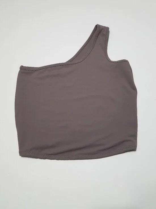 Five the label One Shoulder Taupe Gray Active Cropped Top Size XL