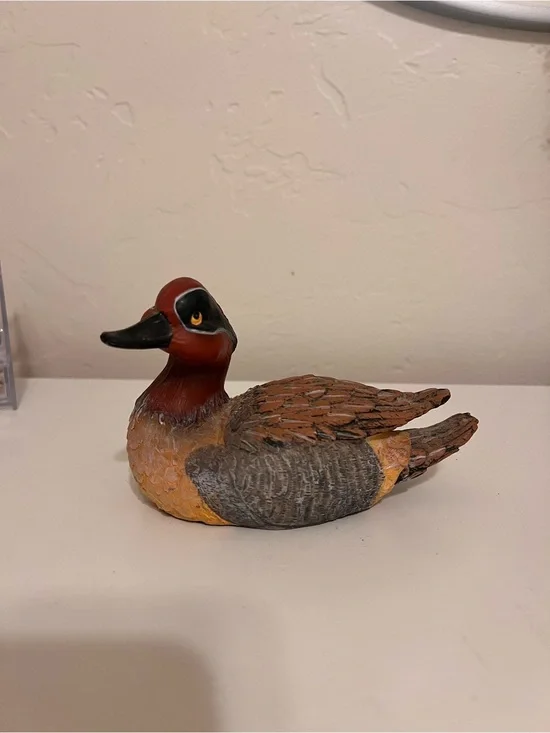 Vintage Green Winged Teal Duck Figurine by Sun Products Taiwan