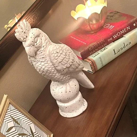 Elegant White Parrot Statue