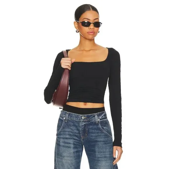 Free People REVOLVE x Intimately FP XS/S Have It All Long Sleeve In Washed Black