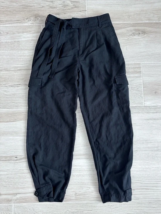 Banana Republic Tencel Linen Cargo Pant Pants Black Women’s Size 6 Long