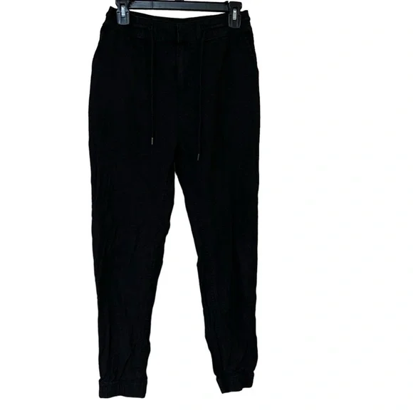 H&M Divided Women’s Black Linen Blend Drawstring Joggers, size 4.​​