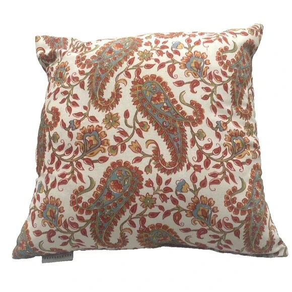 NEW Pottery Barn Orange Paisley Indoor Outdoor Accent Pillow 18
