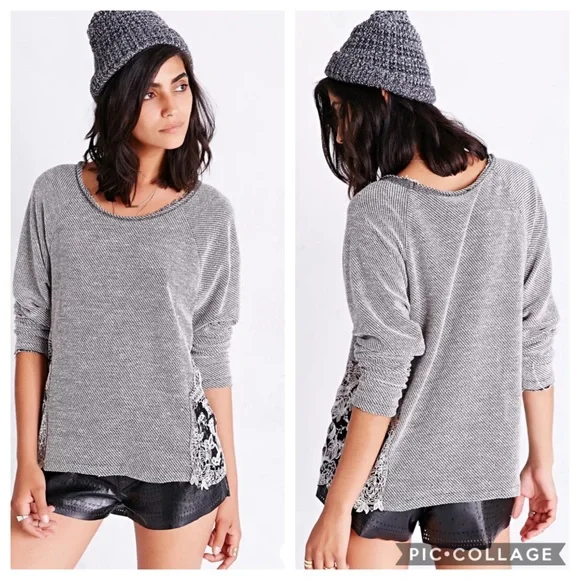 EUC Staring At Stars Distressd Lace Inset Pullover