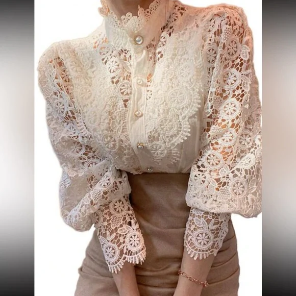 Elegant Lace Cream Blouse