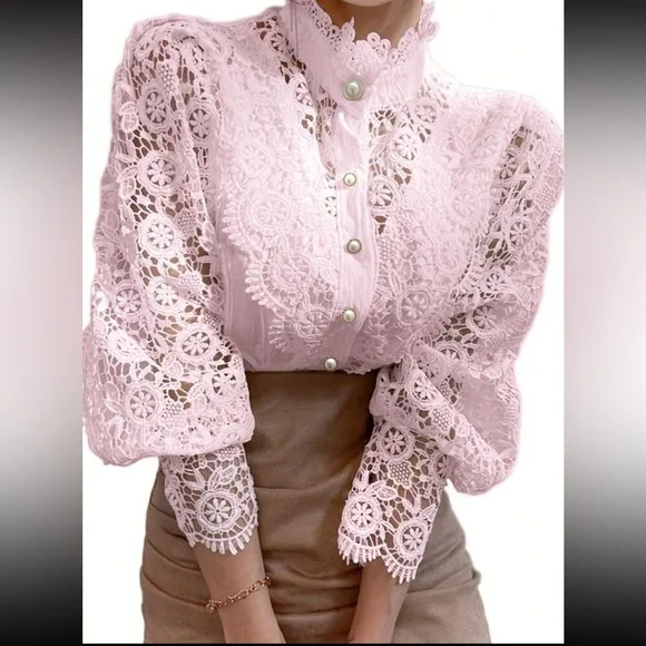 Elegant Lace Pink Blouse