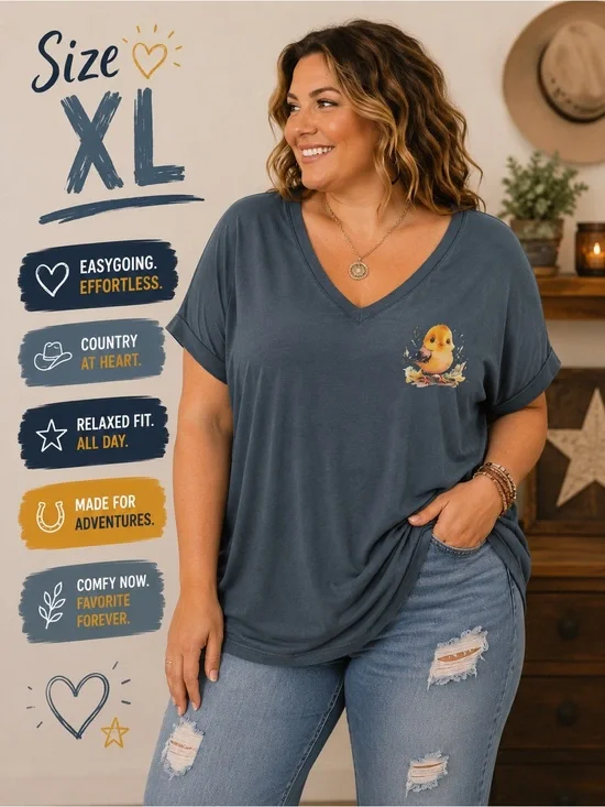 a new day Slate Gray V-Neck Tee with Duck Pocket Graphic XL