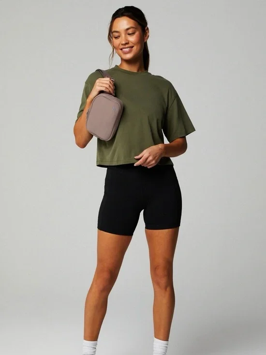 Fabletics XXL Utility Green 100% Cotton Boxy Tee