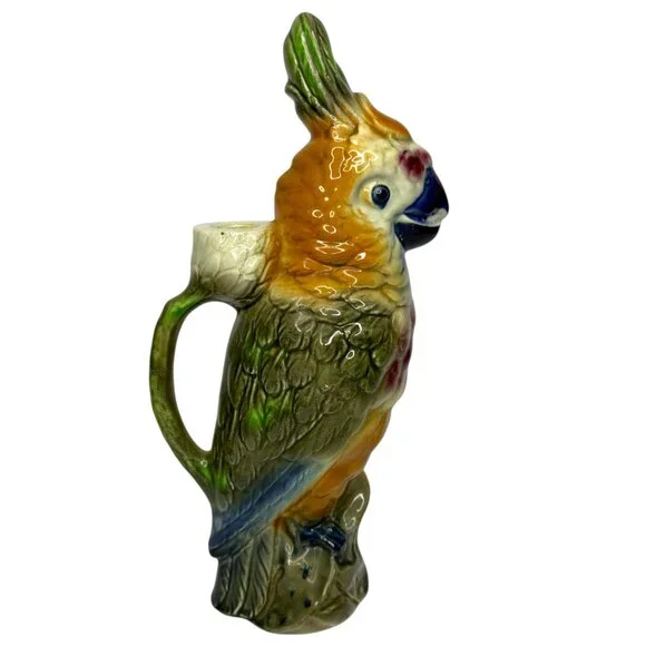 Antique French Majolica Parrot Pitcher Keller Guerin St. Clément‎ Mold 468