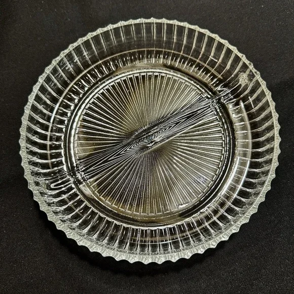 QUEEN MARY, CRYSTAL, DIVIDED SERVING DISH BY ANCHOR HOCKING GLASS CO.