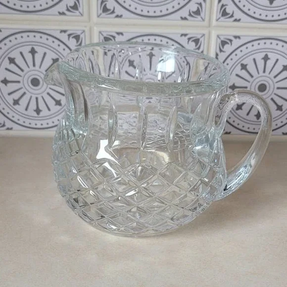 Vintage Lead Crystal Squat Water Juice Creamer Pitcher