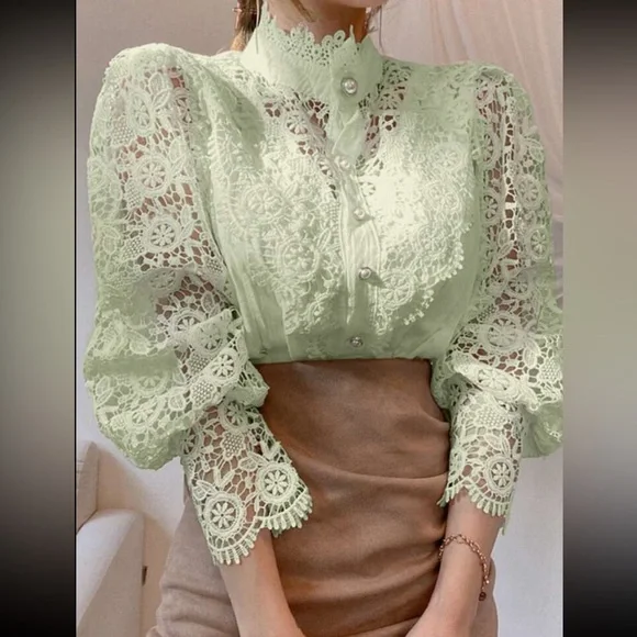 Elegant Lace Green Blouse