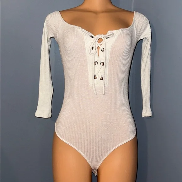 Fashion Nova Long Sleeve One-Piece Swimsuit - Size Small