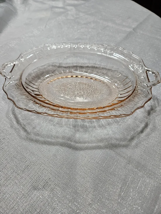 Anchor Hocking Pink Depression Glass Serving Tray with Handles