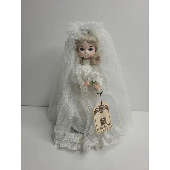 Bradley Dolls Miss June 9 Inch Vintage Blonde Bride Lace Ivory Elegant Gown