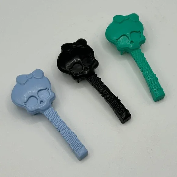 Monster High Doll Brushes 3 Lot Skullette Black Teal Blue Mattel 2010 Accessory