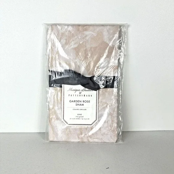 Pottery‎ Barn Monique Lhuillier Garden Rose King Sateen Sham Blush Pink New