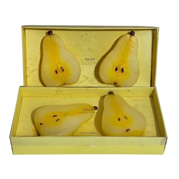 Pottery Barn Half Pear Floating Candles 2 Sets New In Box