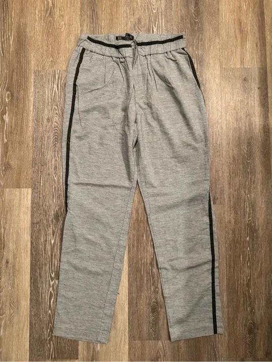 Zara trafuluc linen gray with green stripe trouser