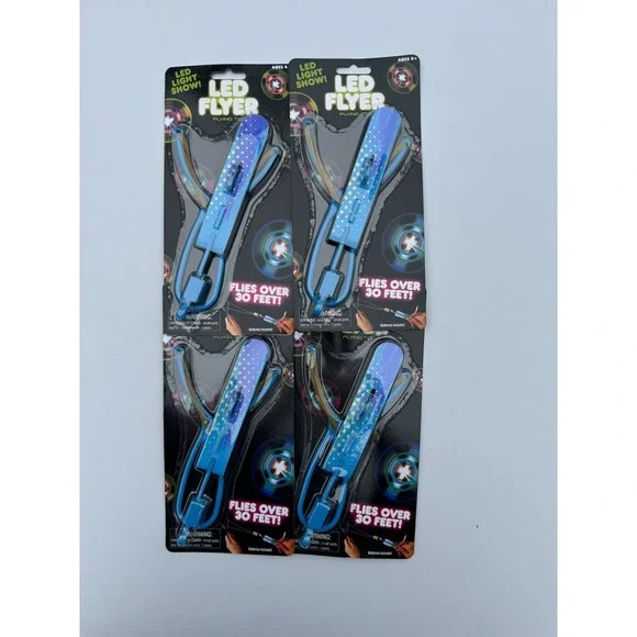 LED Flying Toy Battery Included Flies Over 30 Ft BLUE (LOT Of 4)