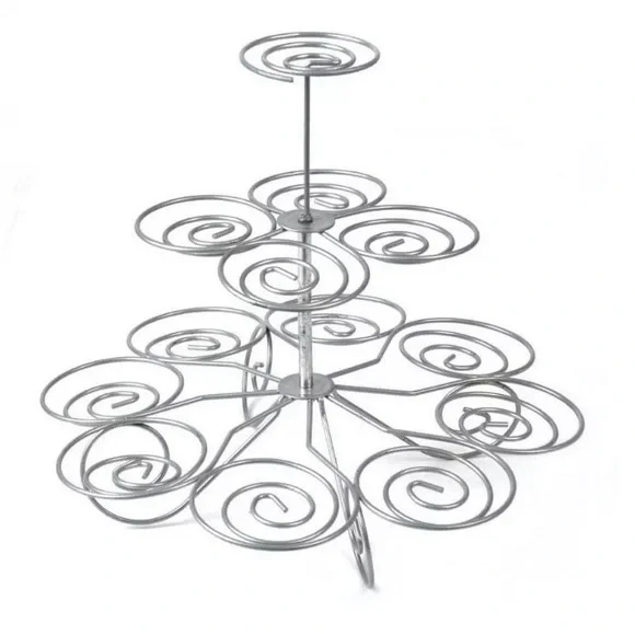 Elegant 3 Tiered Silver Cupcake Stand