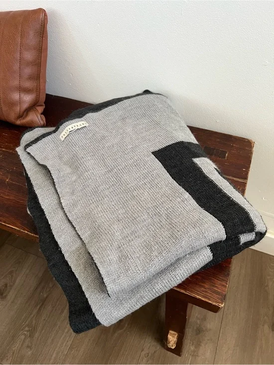 Pottery Barn Gray and Charcoal Knit throw blanket
