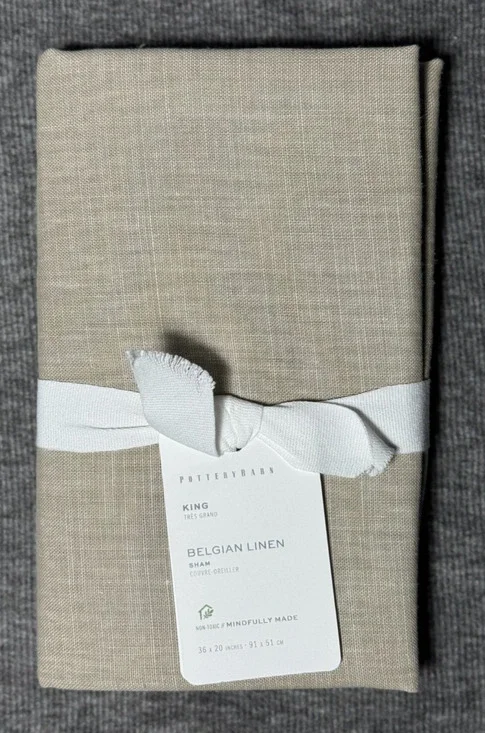 Pottery Barn Belgian Linen KING Sham Natural Flax 36 x 20