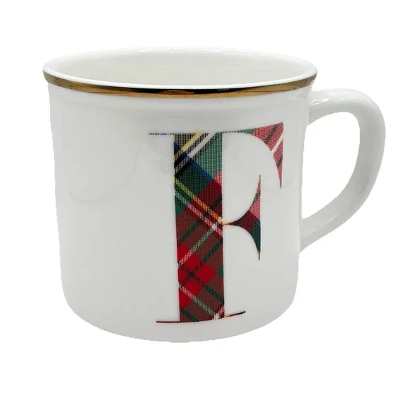 Pottery Barn‎ Stewart Plaid Initial Mug 