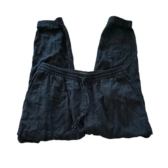 Banana Republic women's linen blend black cargo joggers