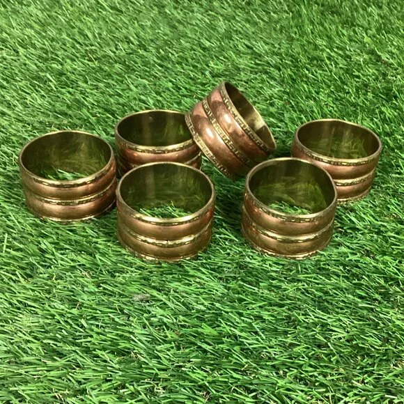 Vintage Copper & Brass Napkin Rings Set of 6