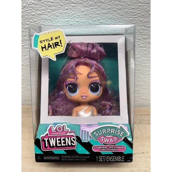 2003 LOL Tweens Surprise Swap Styling Head Purple Hair
