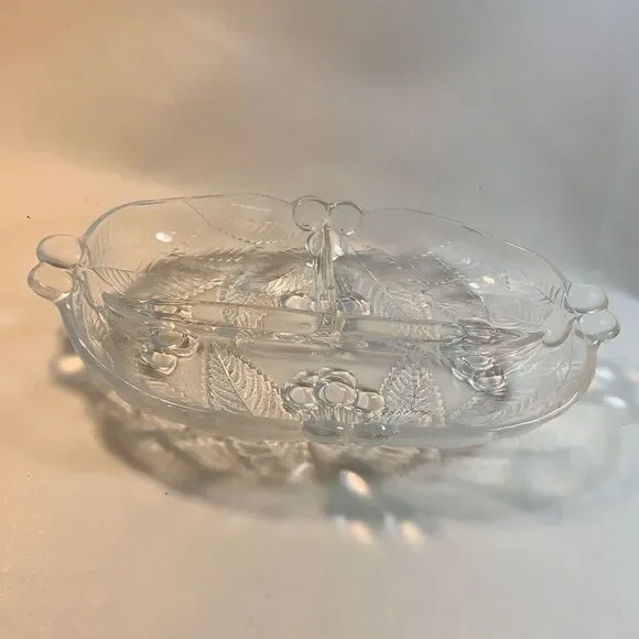 Cherry Patch Clear Glass 3 Divided Serving Tray