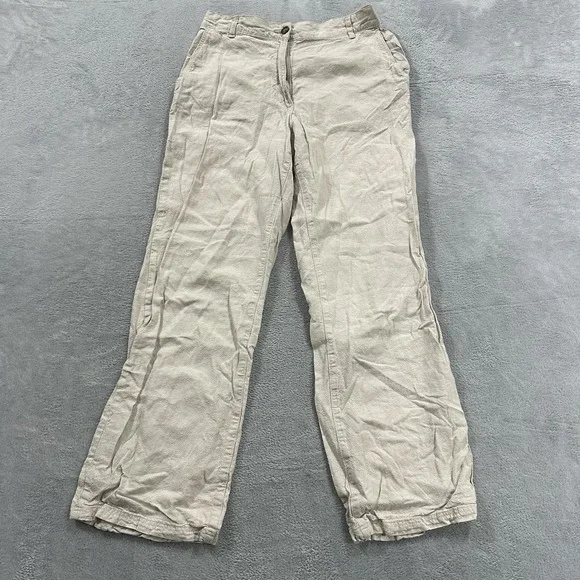 H&M Pants Lounge Women's Medium Comfy Beach Cream Linen Blend Boho Baggy