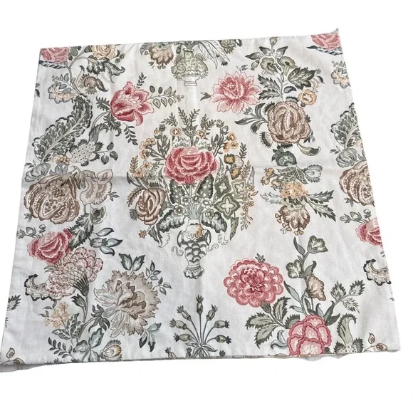 Pottery Barn Kravet Euro Pillow Cover Reversible Floral Damask Cotton Linen