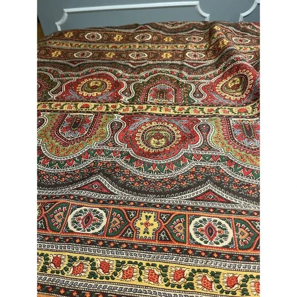 Pottery Barn Linen Blend Paisley Persian Inspired 50x50” Square Tablecloth